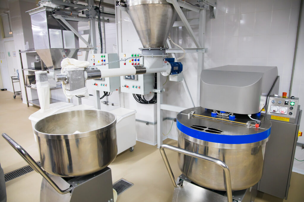 The equipment is in the shop at the factory for the production of baking